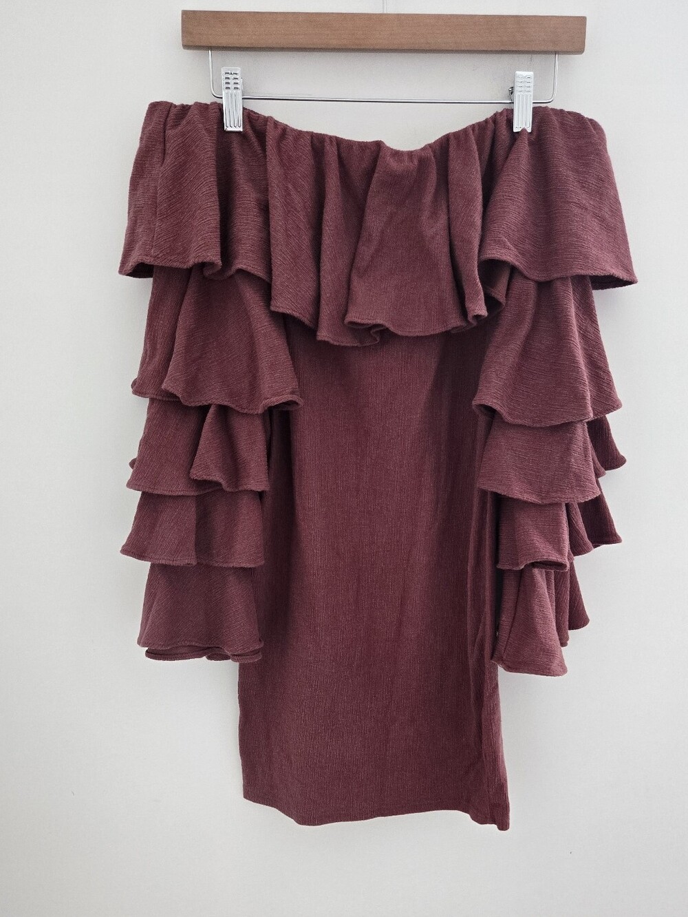 NUDE Frill Tiered Ruffle Off Shoulder Mini Dress Size M